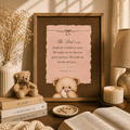 Psalm 23 printable Christian wall art with teddy bear Bible verse design in chocolate brown
